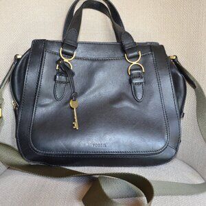 Fossil Brooke Leather Satchel Crossbody Black